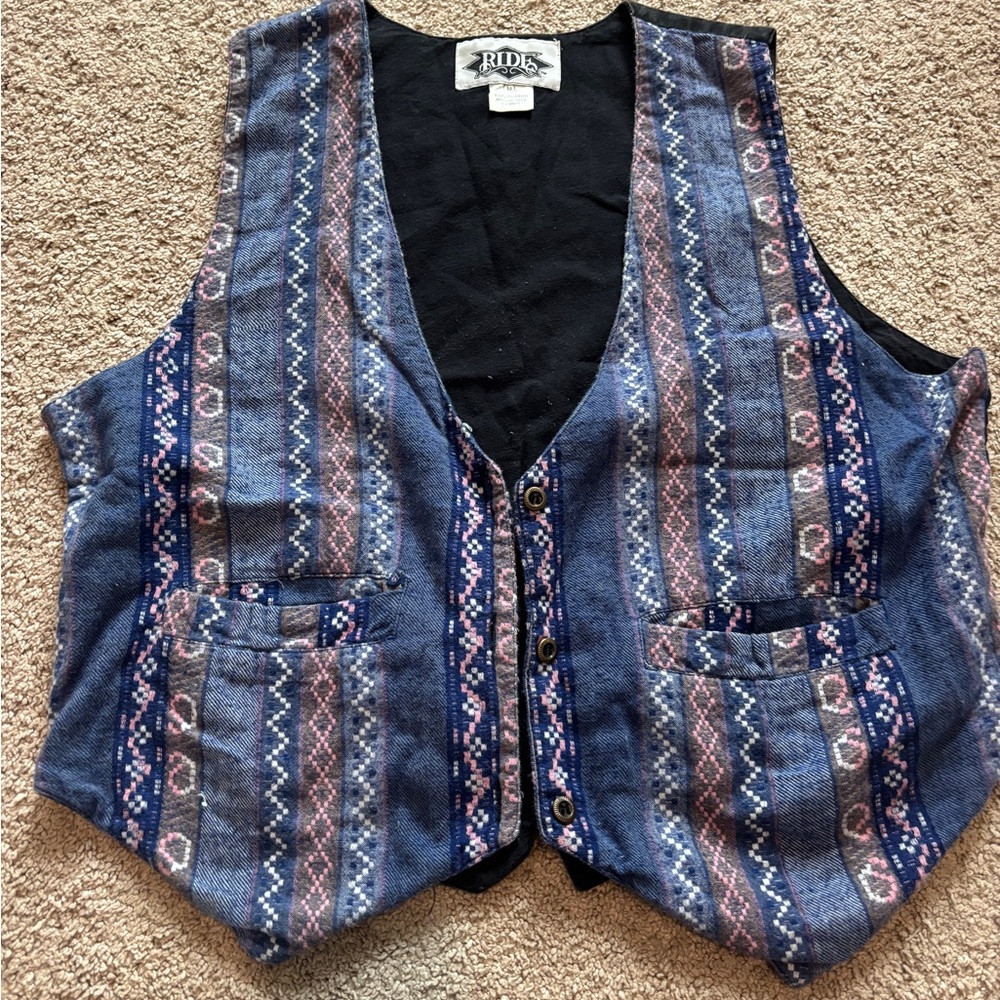 Vintage Riders Blue Patterned Women's Vest